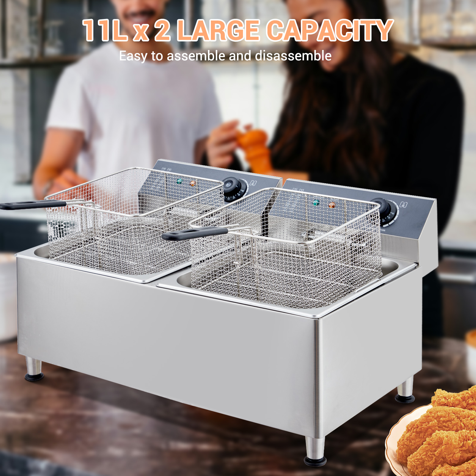GARVEE 11L x 2 Large Capacity 22L Electric Deep Fryer