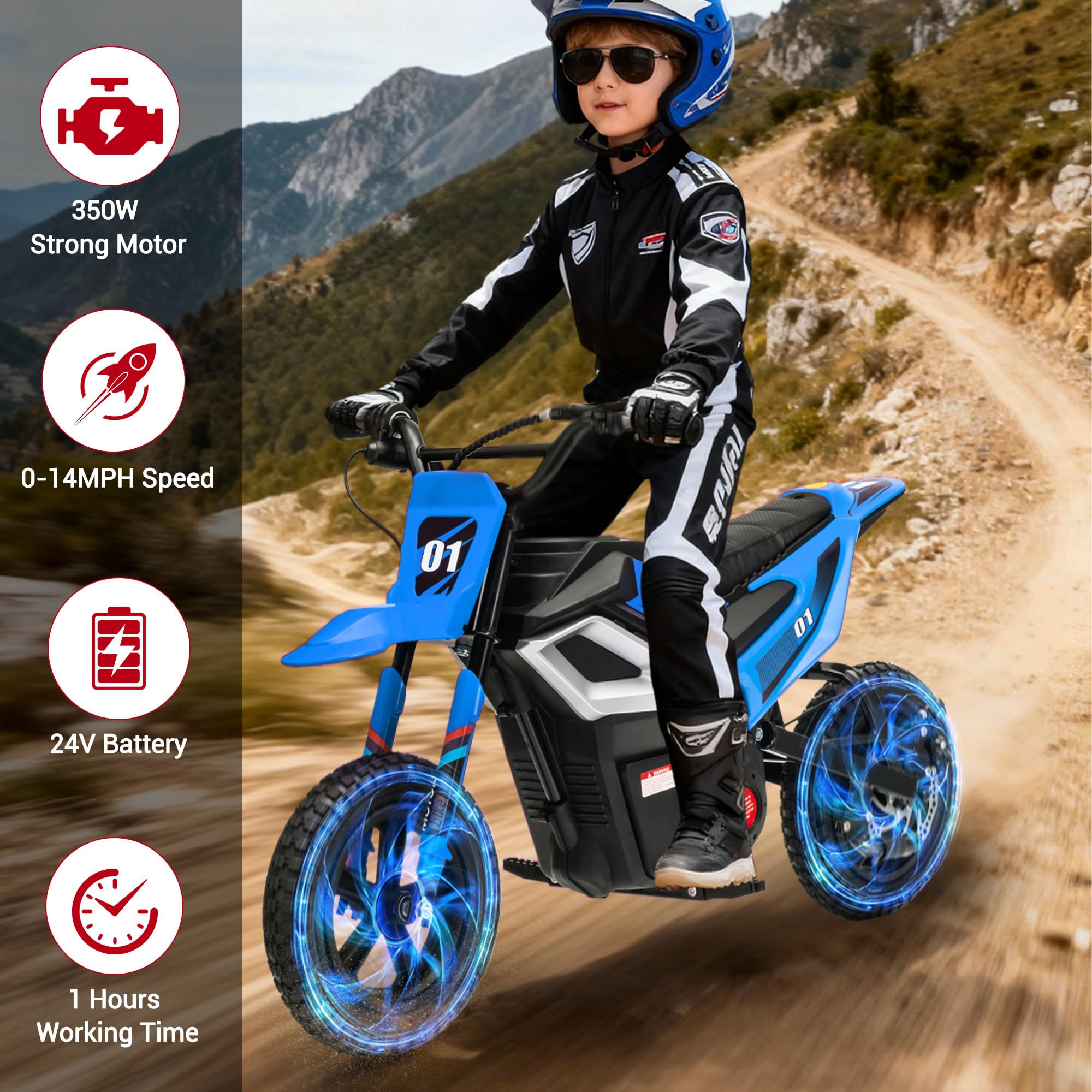High-Performance 24V 350W Electric Dirt Bike for Youth Riders