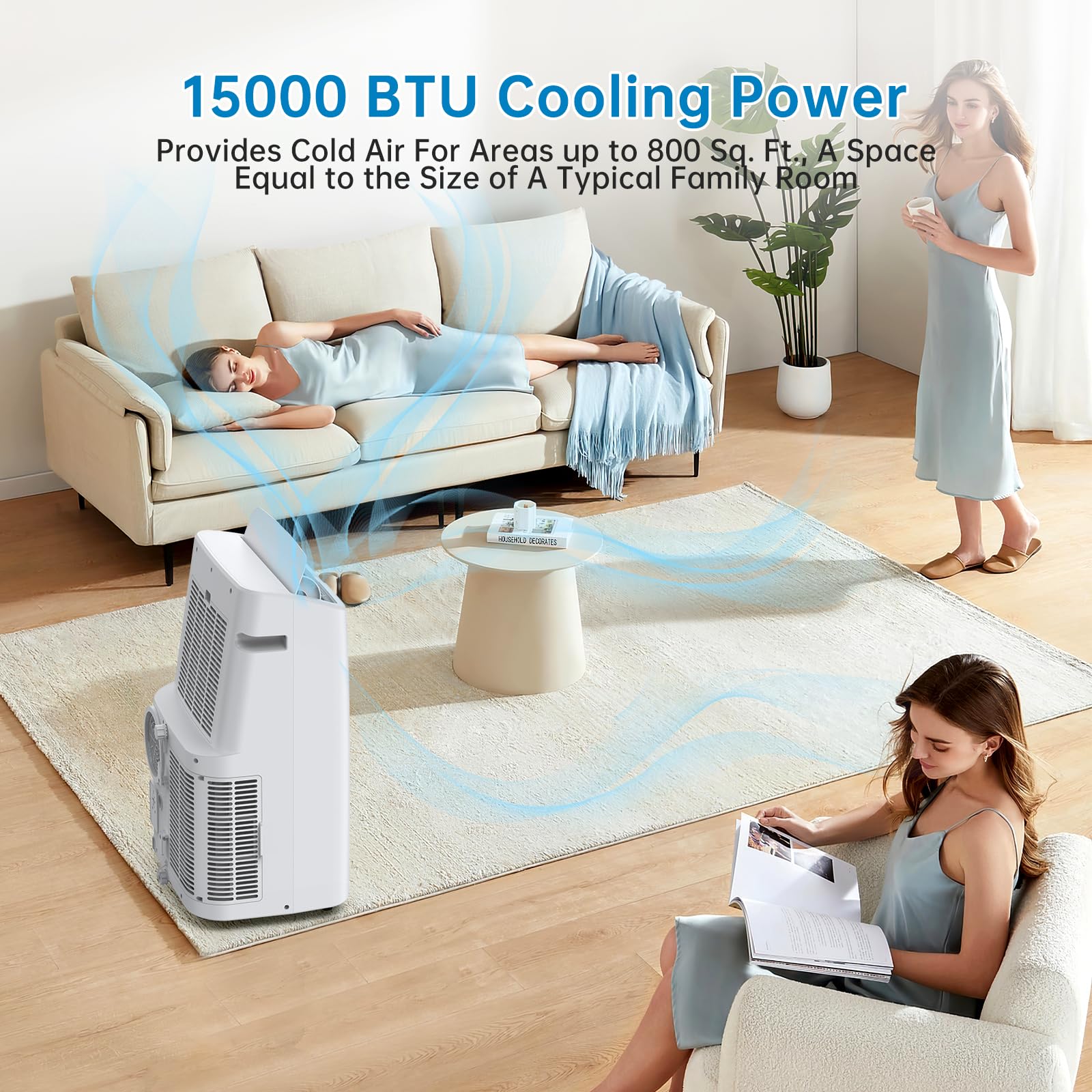 15000 BTU Cooling Power for 800 Sq. Ft.