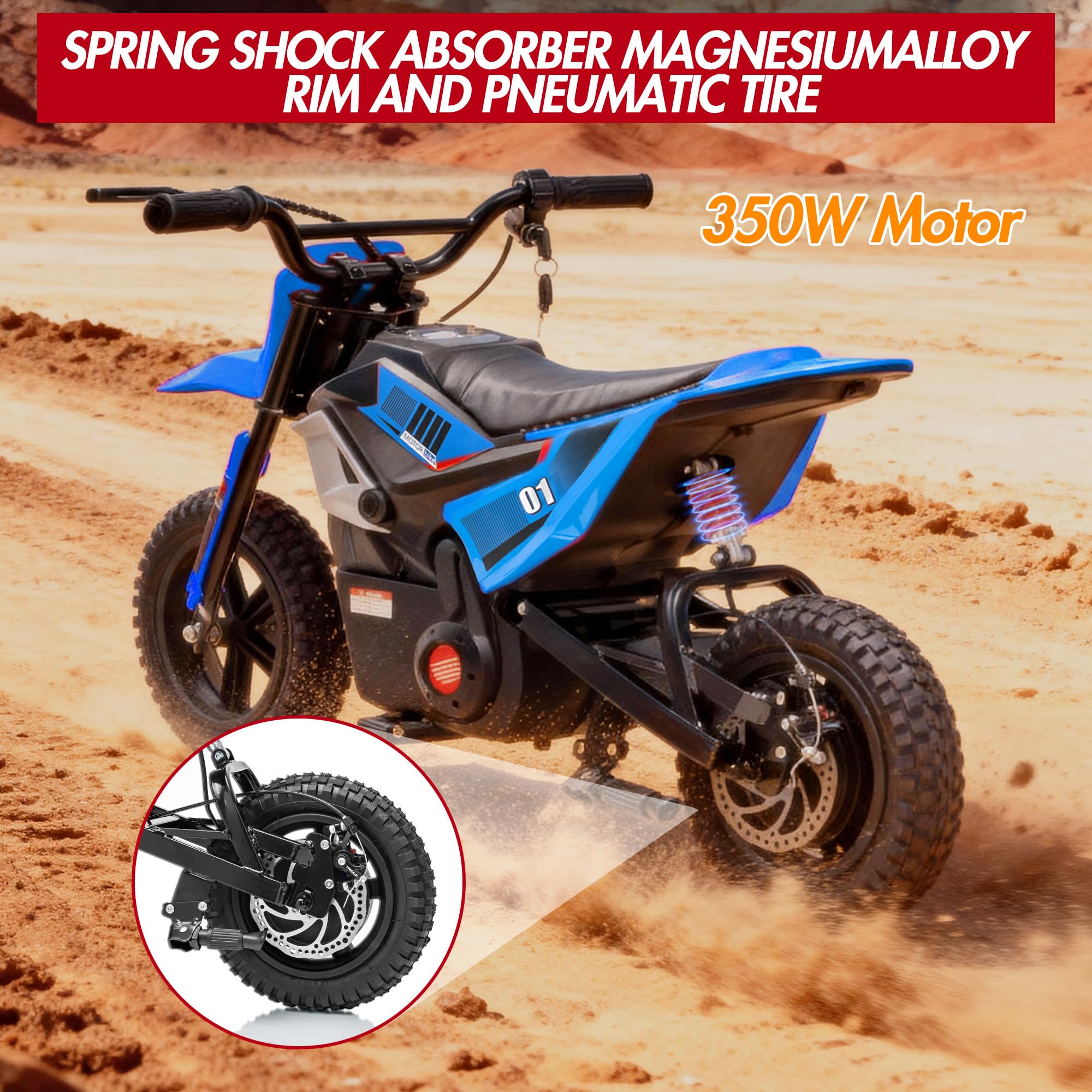 Spring Shock Absorber, Magnesium Alloy Rim, Pneumatic Tire and Rear Disc Brake