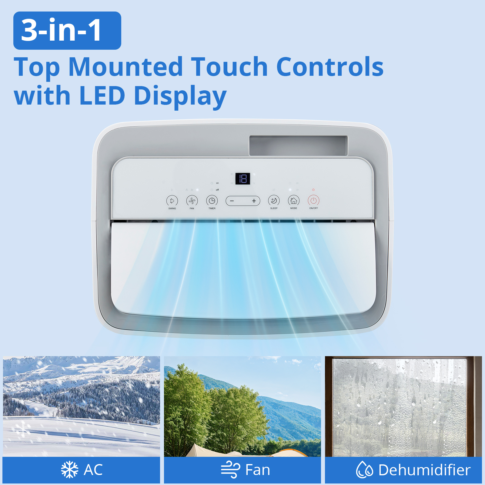 3-in-1 Top Mounted Touch Controls with LED Display