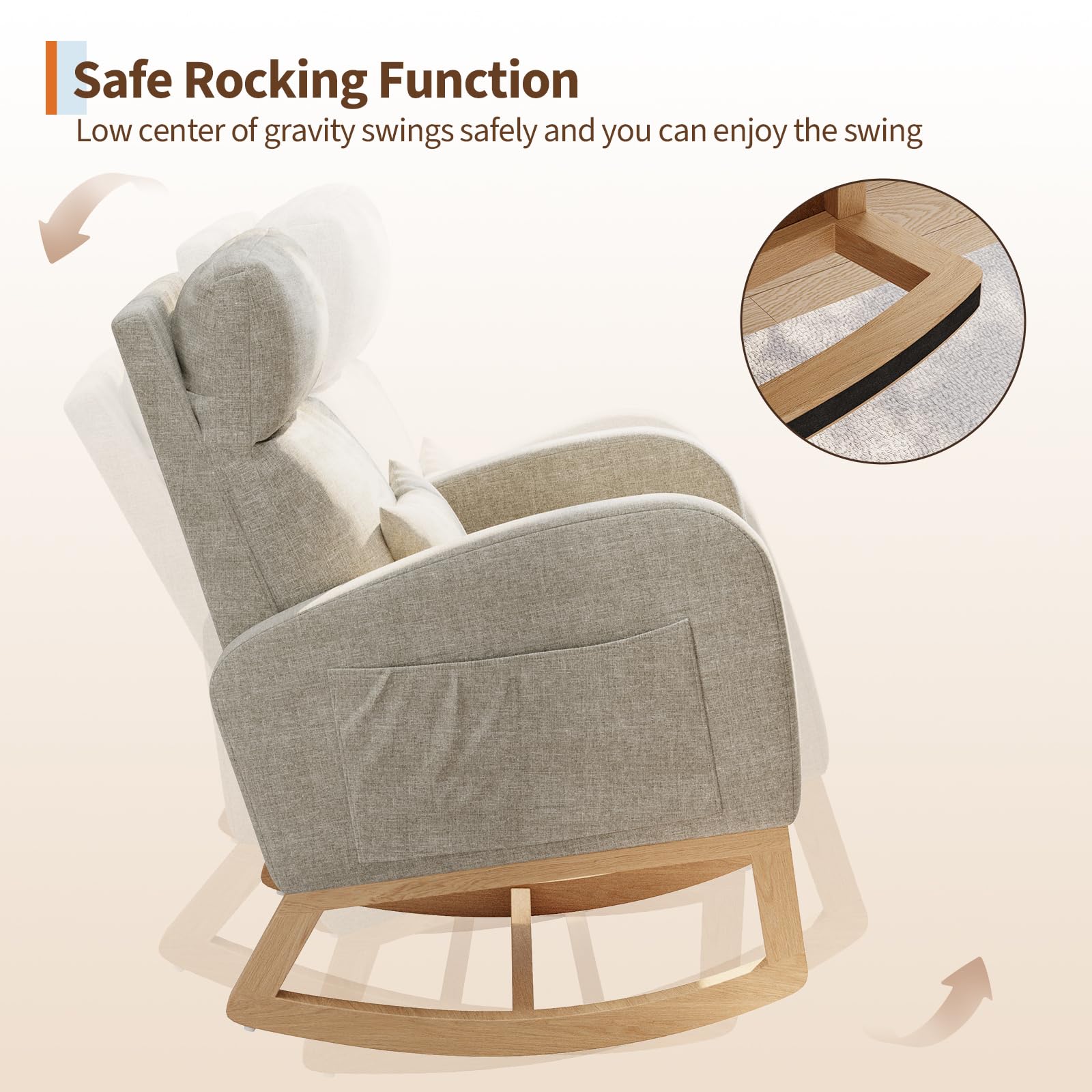 Safe Rocking Function with Low Center of Gravity and Protective Anti-Scratch Base Pads