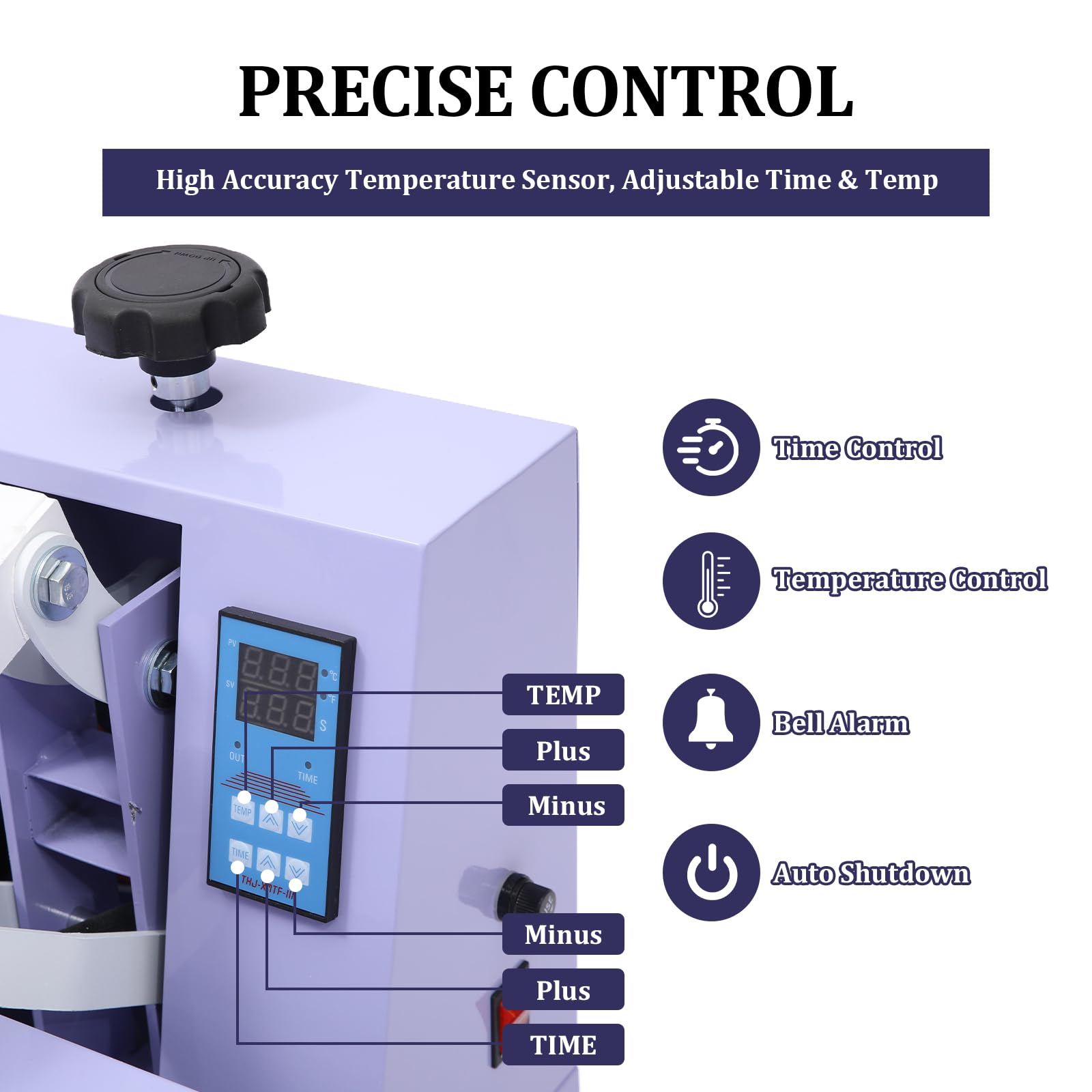 Precise Digital Control - High Accuracy Temperature Sensor, Adjustable Time and Temp, Bell Alarm, Auto Shutdown