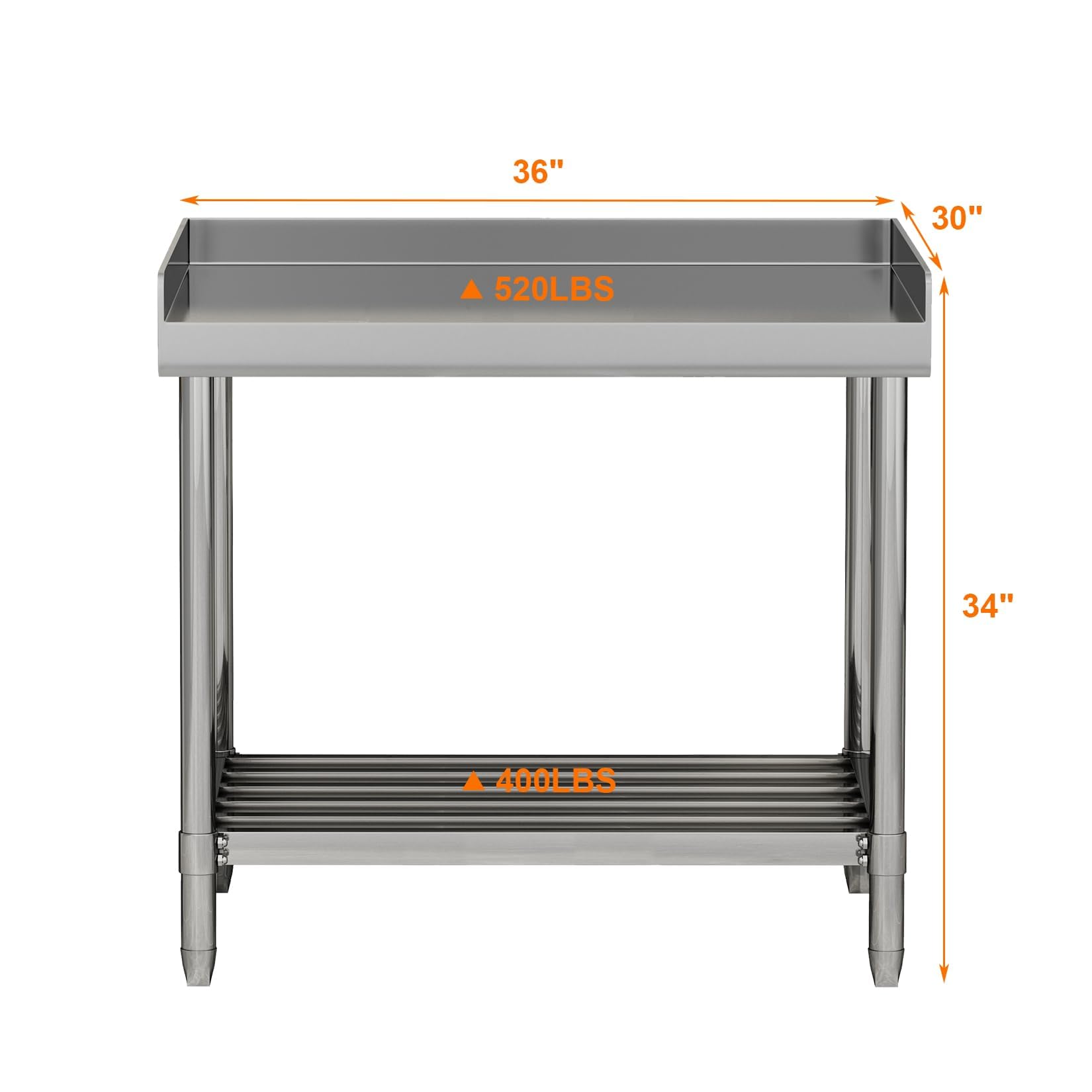 36x30x34 Inch Dimensions and 520 LBS + 400 LBS Load Capacity