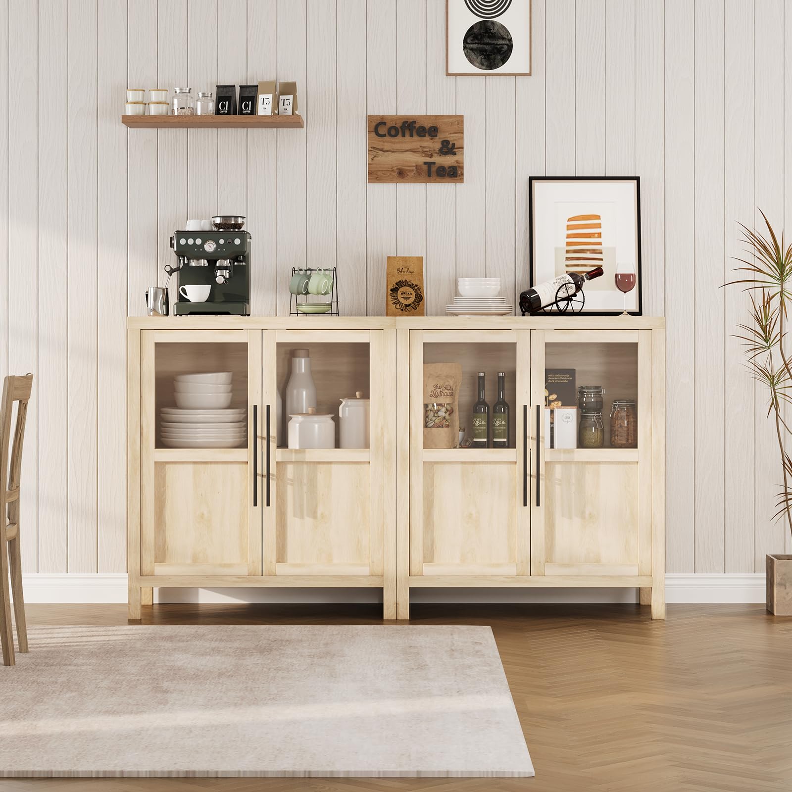 Modern Farmhouse Coffee and Tea Station Buffet Cabinet in Dining Room