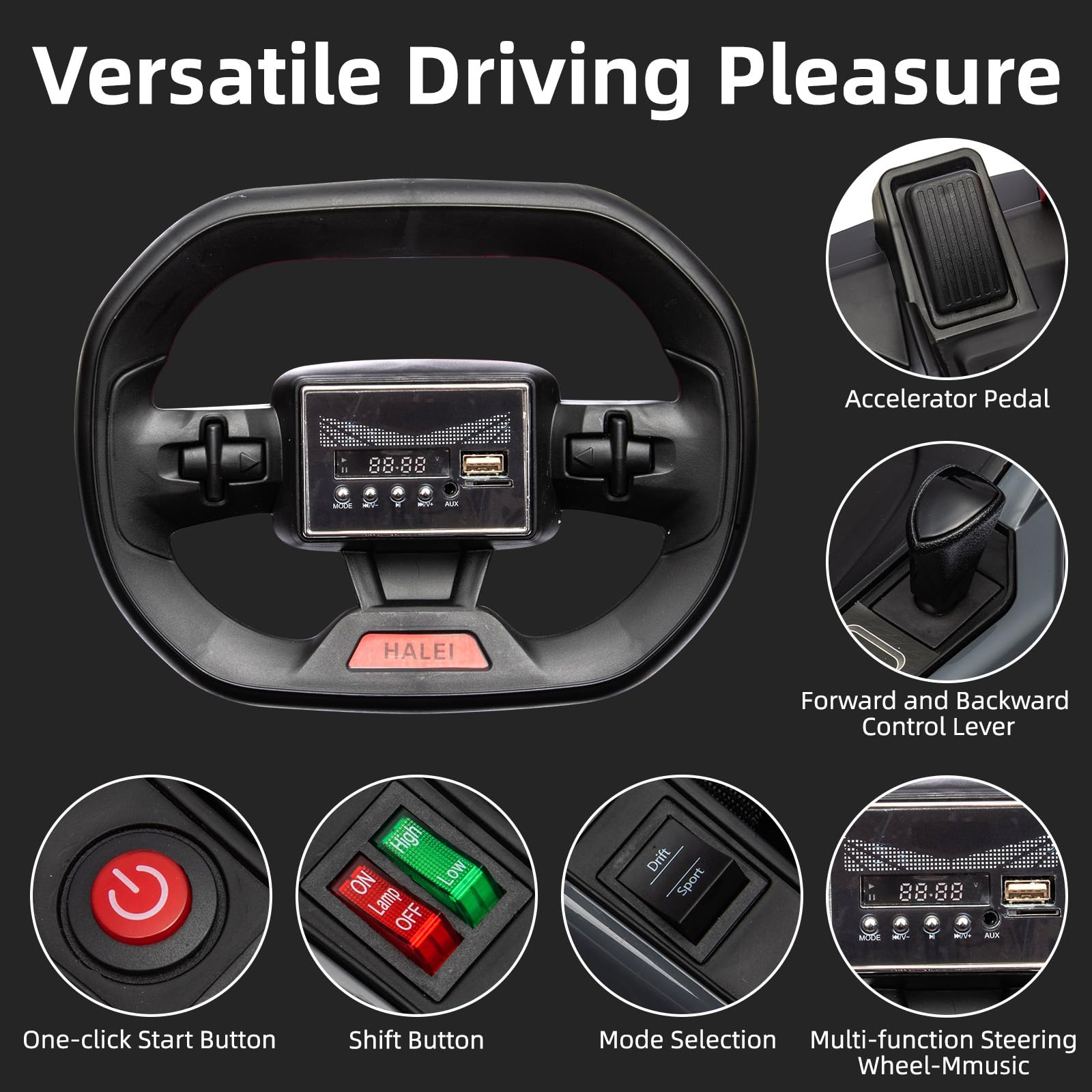 Versatile Driving Pleasure - Multi-function Steering Wheel, Controls, and Pedals