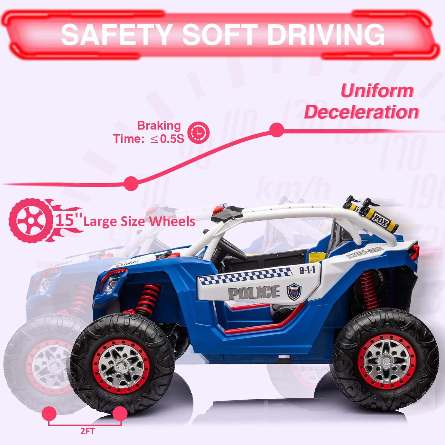 Safety Soft Driving, 15 Inch Large Wheels and Rapid Braking Time Blue Model