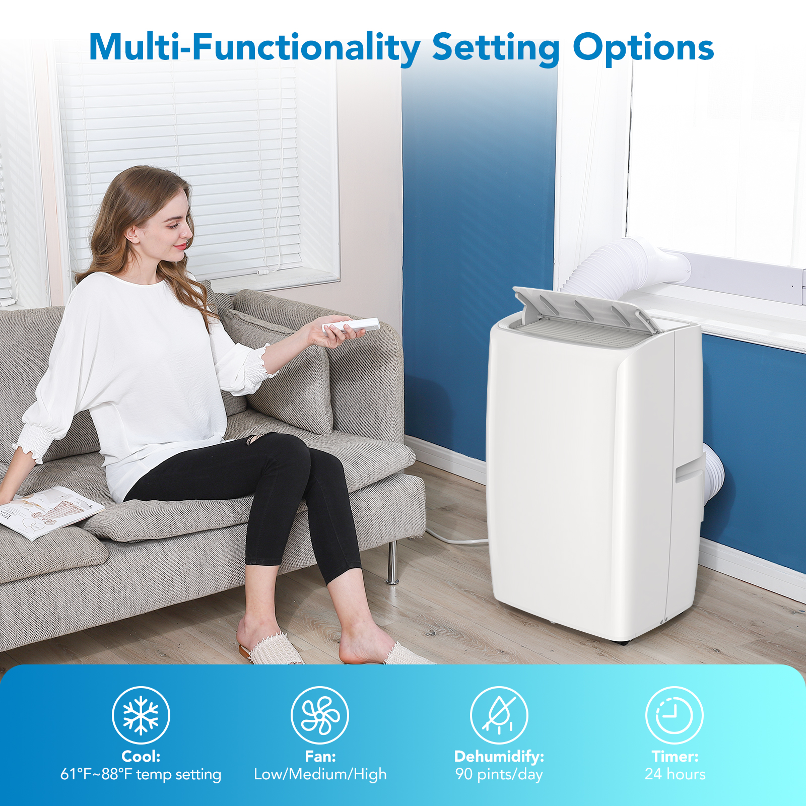 Multi-Functionality Setting Options Cool Fan Dehumidify