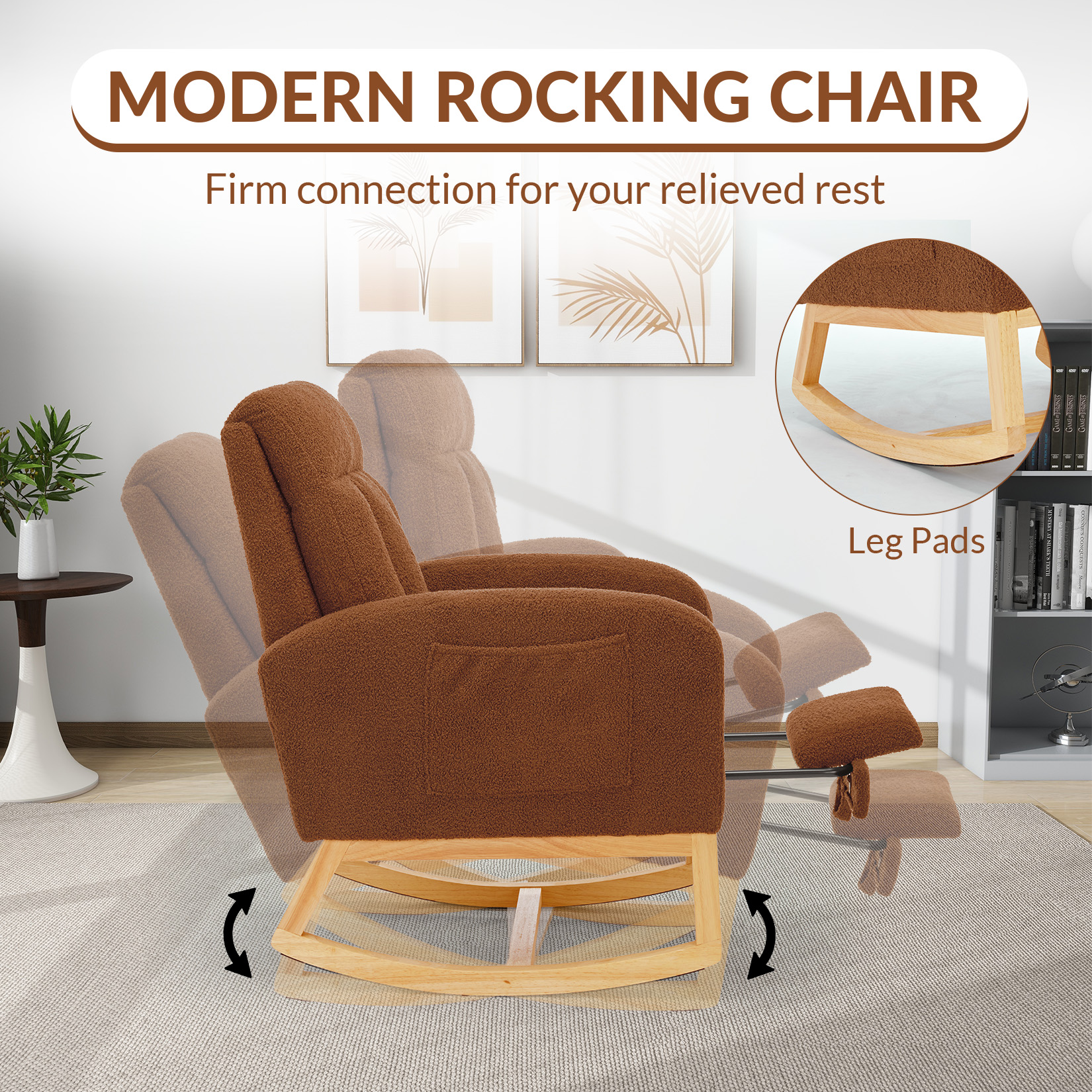 Rocking Chair with Leg Pads for Safety