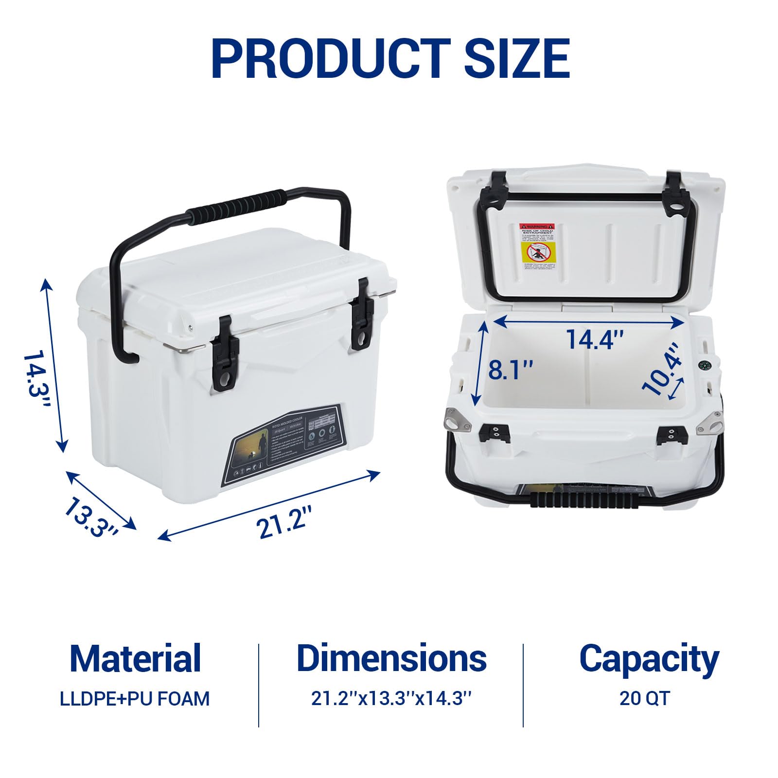 GARVEE 20 QT cooler precise external and internal dimensions