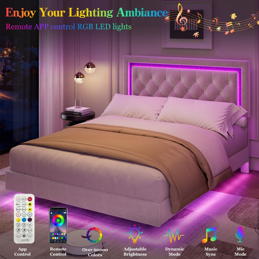 Smart App & Remote Control RGB LED Lights with Over 60000 Colors, Music Sync & Mic Mode