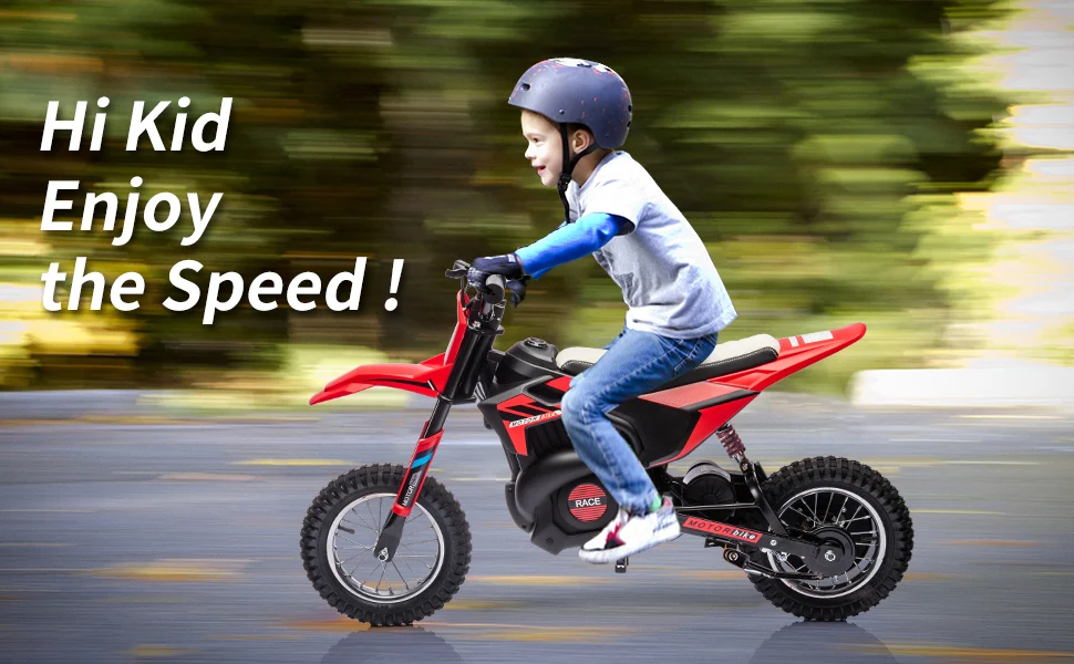 Kids Riding Electric Dirt Bike Outdoors