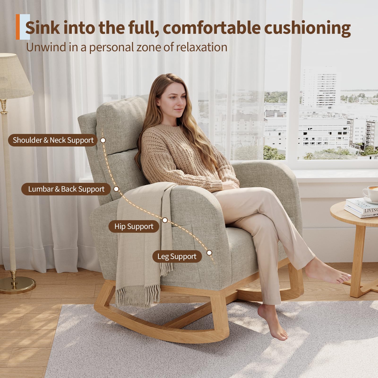 Sink into the full, comfortable cushioning: Shoulder & Neck Support, Lumbar & Back Support, Hip Support, Leg Support