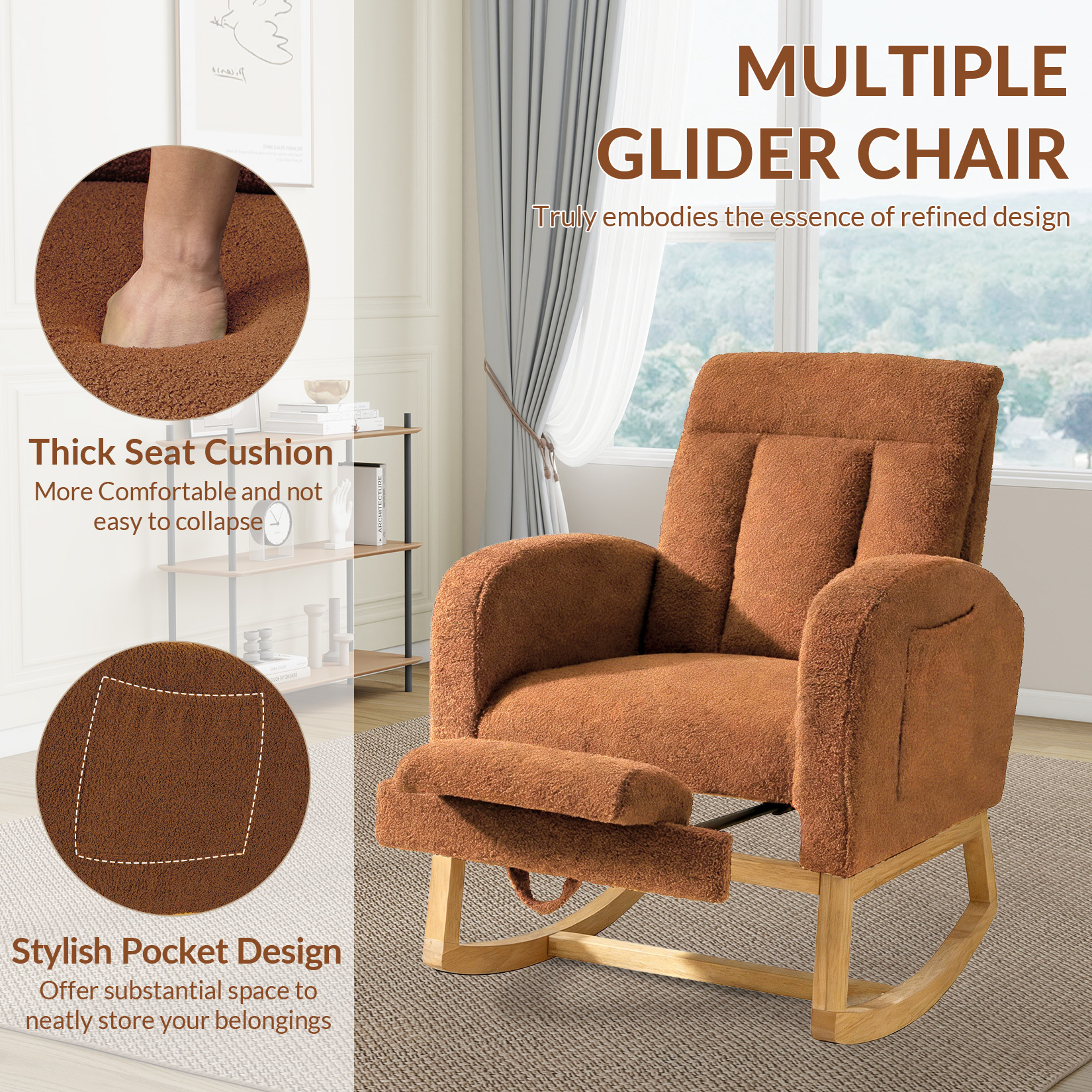 Stylish Pocket Design and Thick Cushion