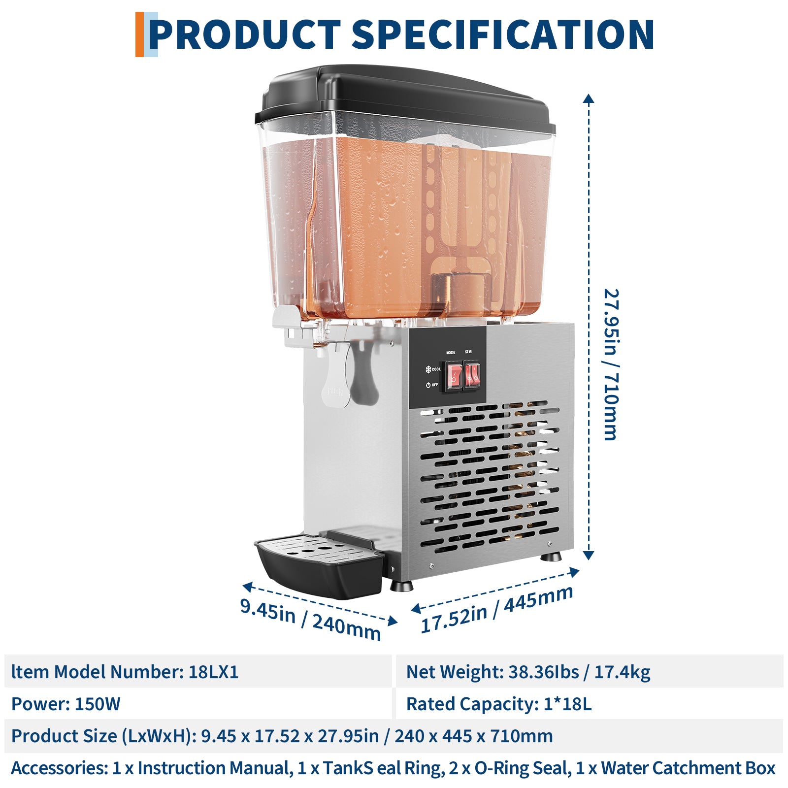GARVEE 18LX1 Generous Volume with Powerful Stirring