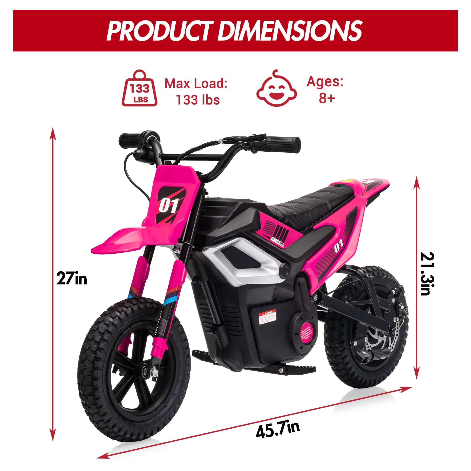 Product Dimensions: 45.7in Length x 21.3in Width x 27in Height, Max Load 133 lbs, Ages 8+