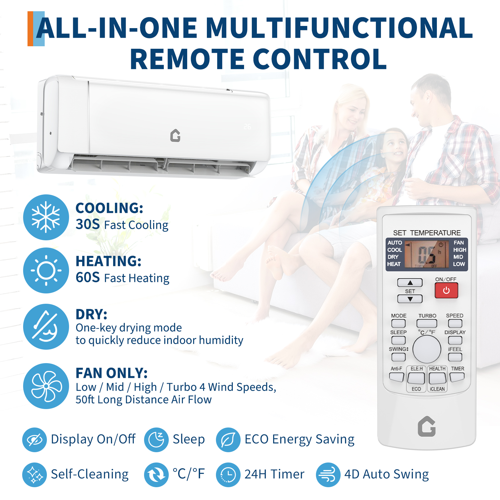 30S Fast Cooling and 60S Fast Heating All-in-one Remote