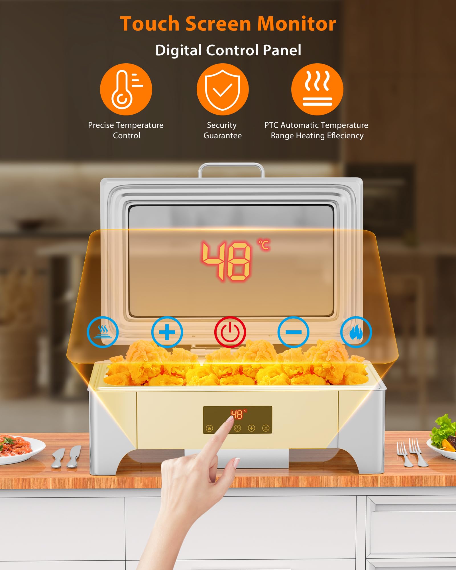 Touch Screen Monitor Digital Control Panel with Precise Temperature Control, Security Guarantee, and PTC Heating Efficiency