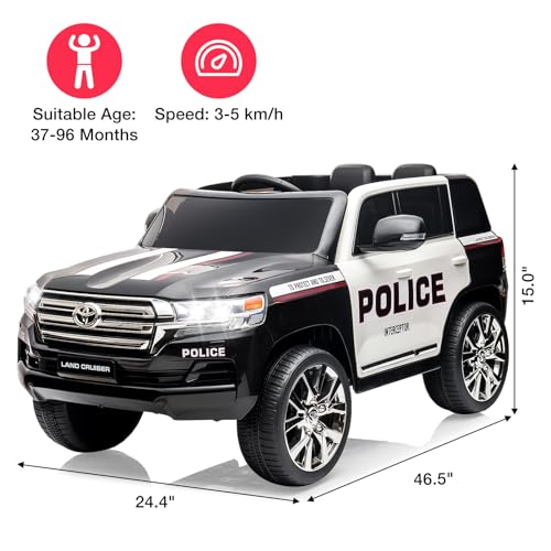 Toyota Land Cruiser Police Car Dimensions 46.5 x 24.4 x 15 inches, Speed 3-5 km/h, Age 37-96 Months