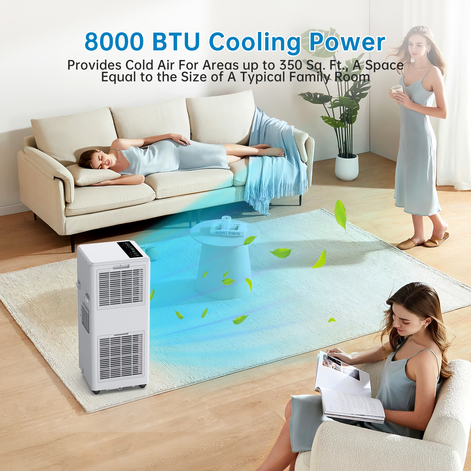 8000 BTU Cooling Power 350 sq.ft Coverage