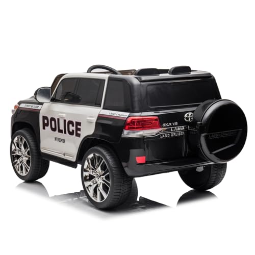 Rear view of Toyota Land Cruiser Police Car with rear tire cover and chrome trim