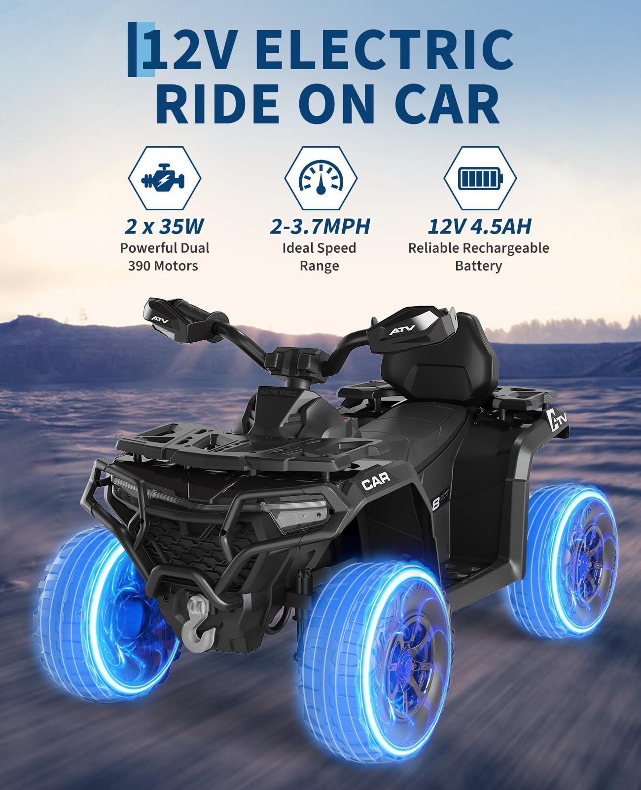 12V Electric Ride On Car - Dual 35W Motors & 12V 4.5AH Battery