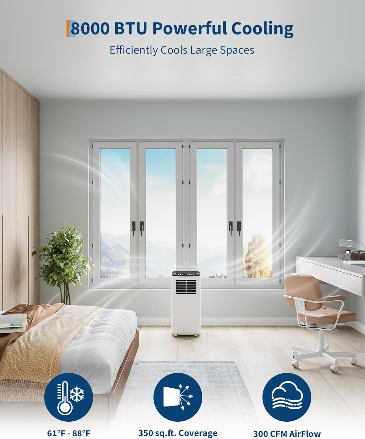 GARVEE 8000 BTU Portable Air Conditioner in Bedroom