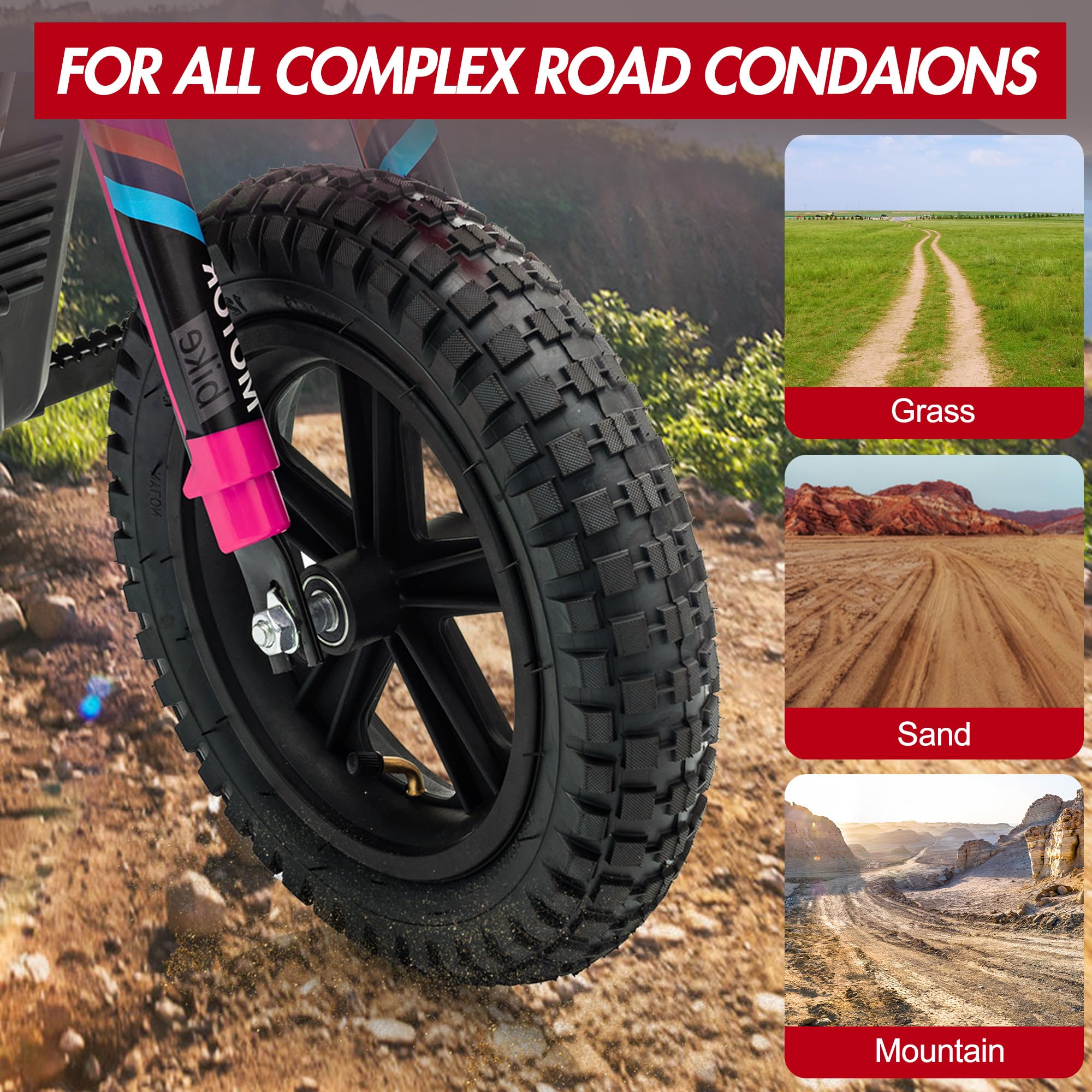 Pneumatic Off-Road Tire Built for All Complex Road Conditions: Grass, Sand, Mountain