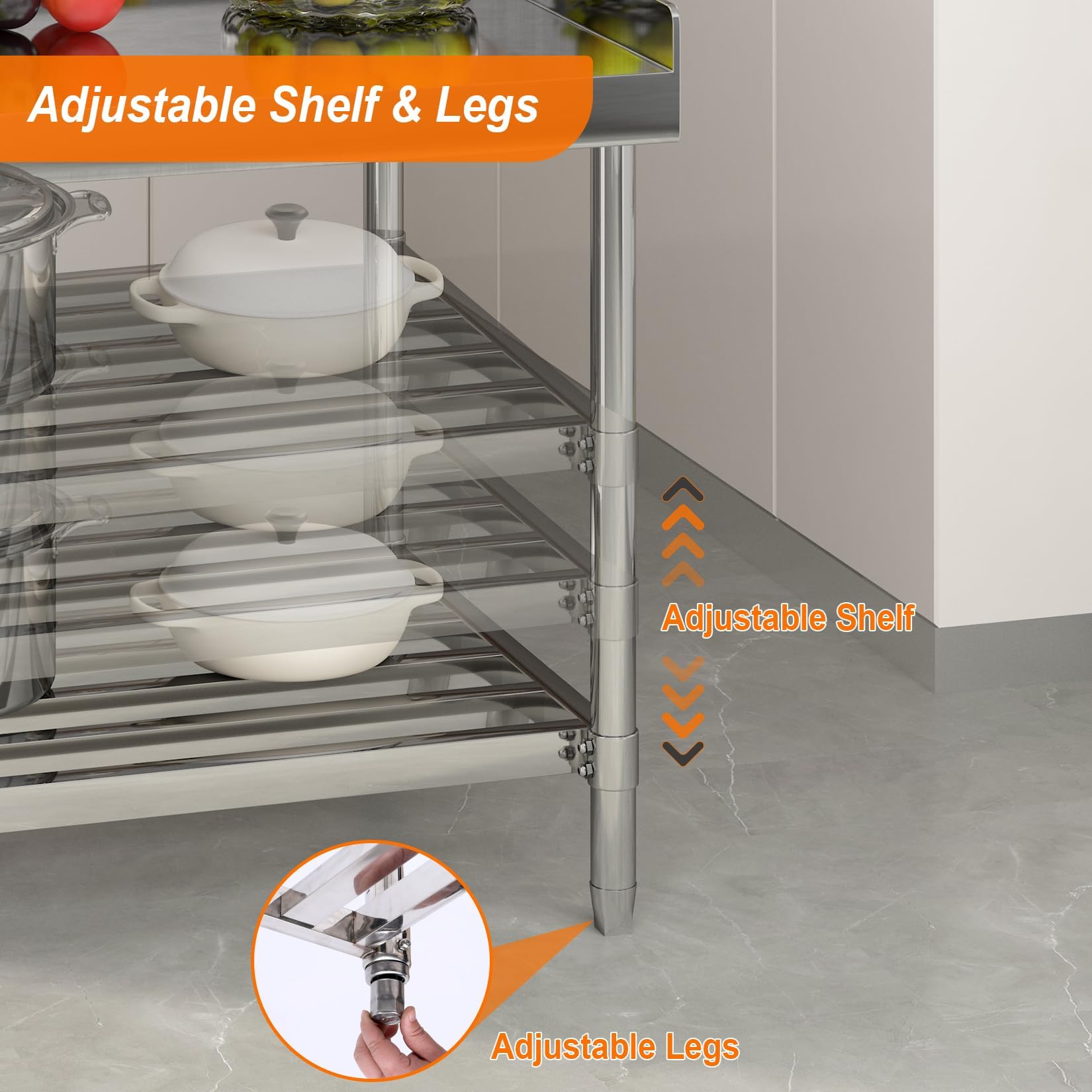 Adjustable Undershelf and Adjustable Leveling Bullet Feet