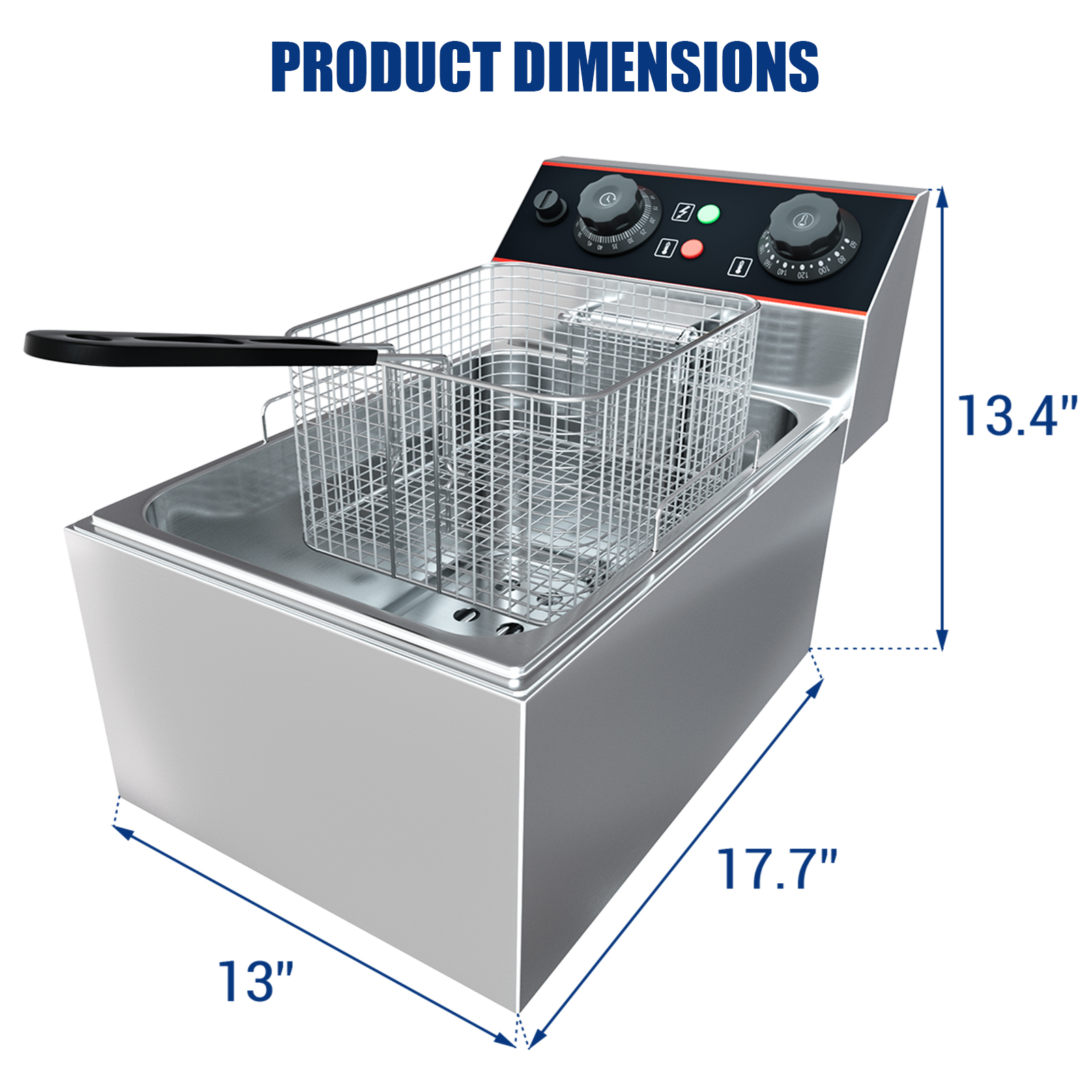 Electric Deep Fryer Dimensions 13 x 17.7 x 13.5 in