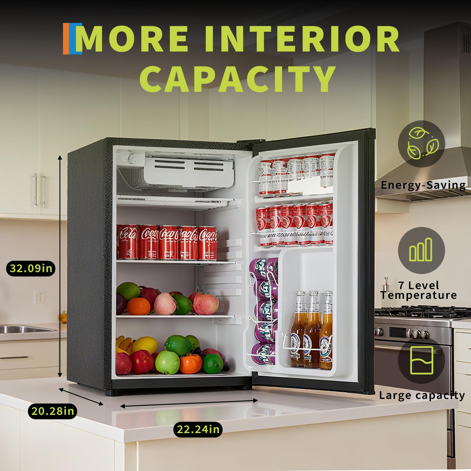 GARVEE Refrigerator 3D Dimensions: 32.09in x 22.24in x 20.28in