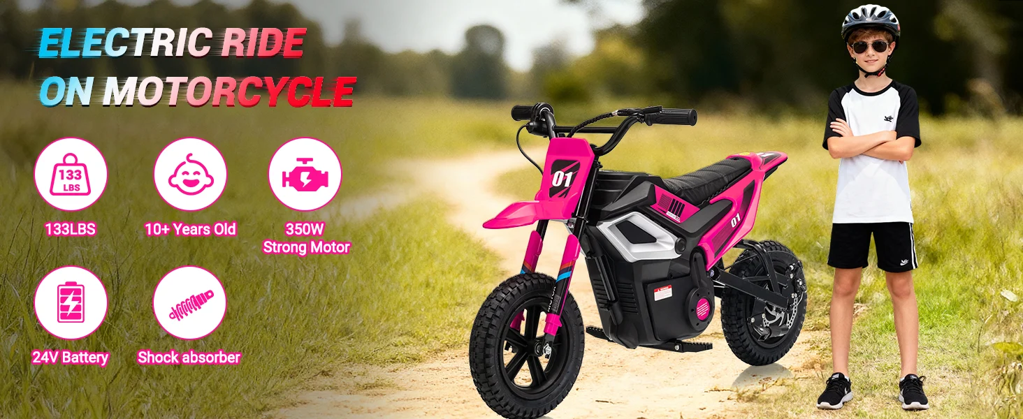 GARVEE 24V Electric Ride On Motorcycle for Kids and Teens