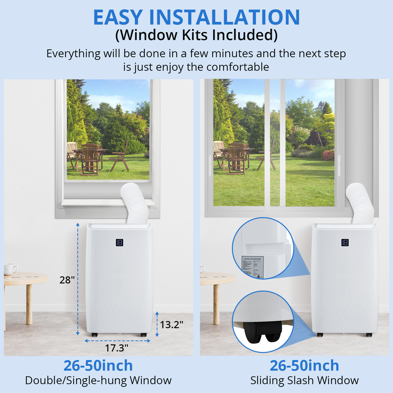 Easy Installation fits windows 26-50 inches