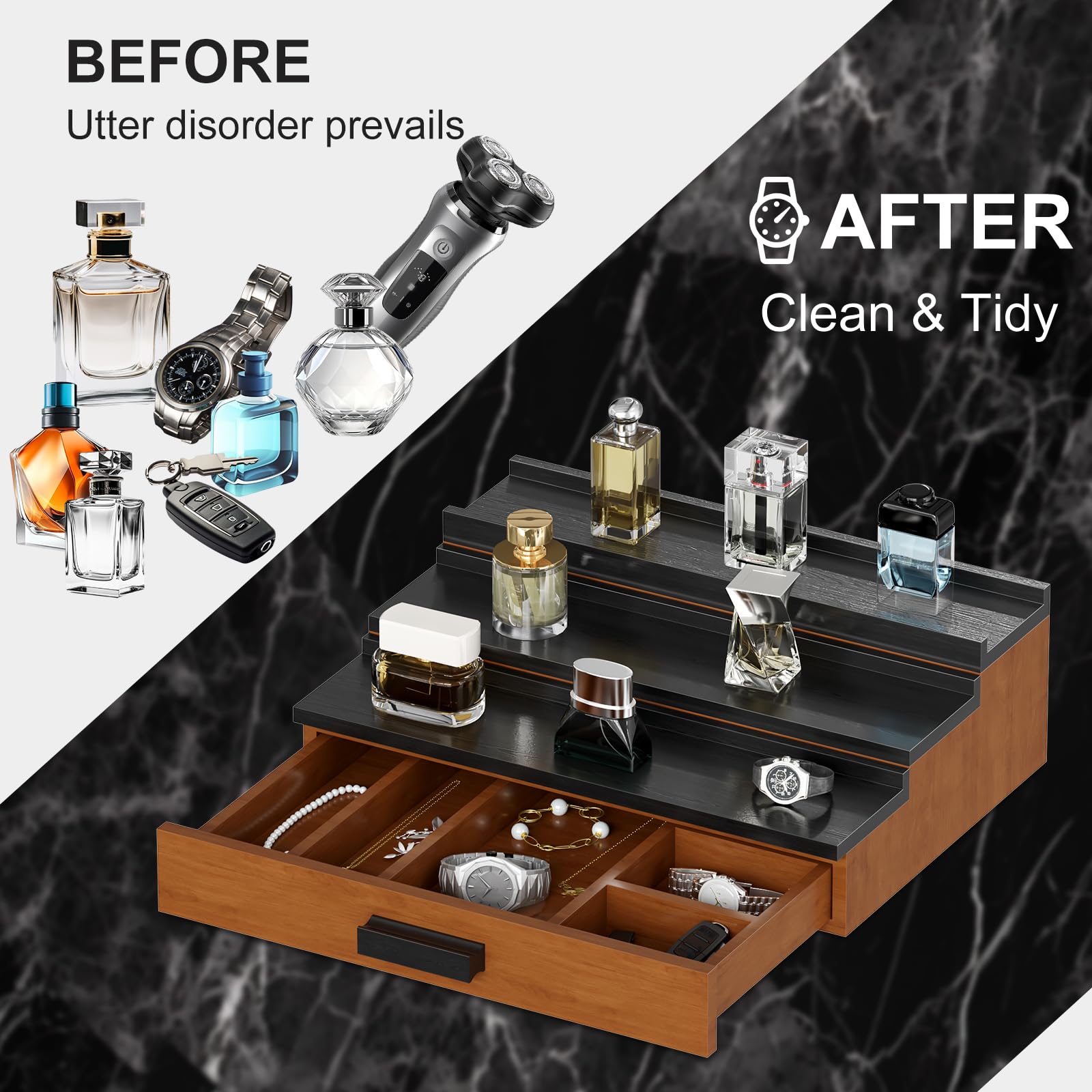 Before and After - From Utter Disorder to Clean and Tidy Vanity