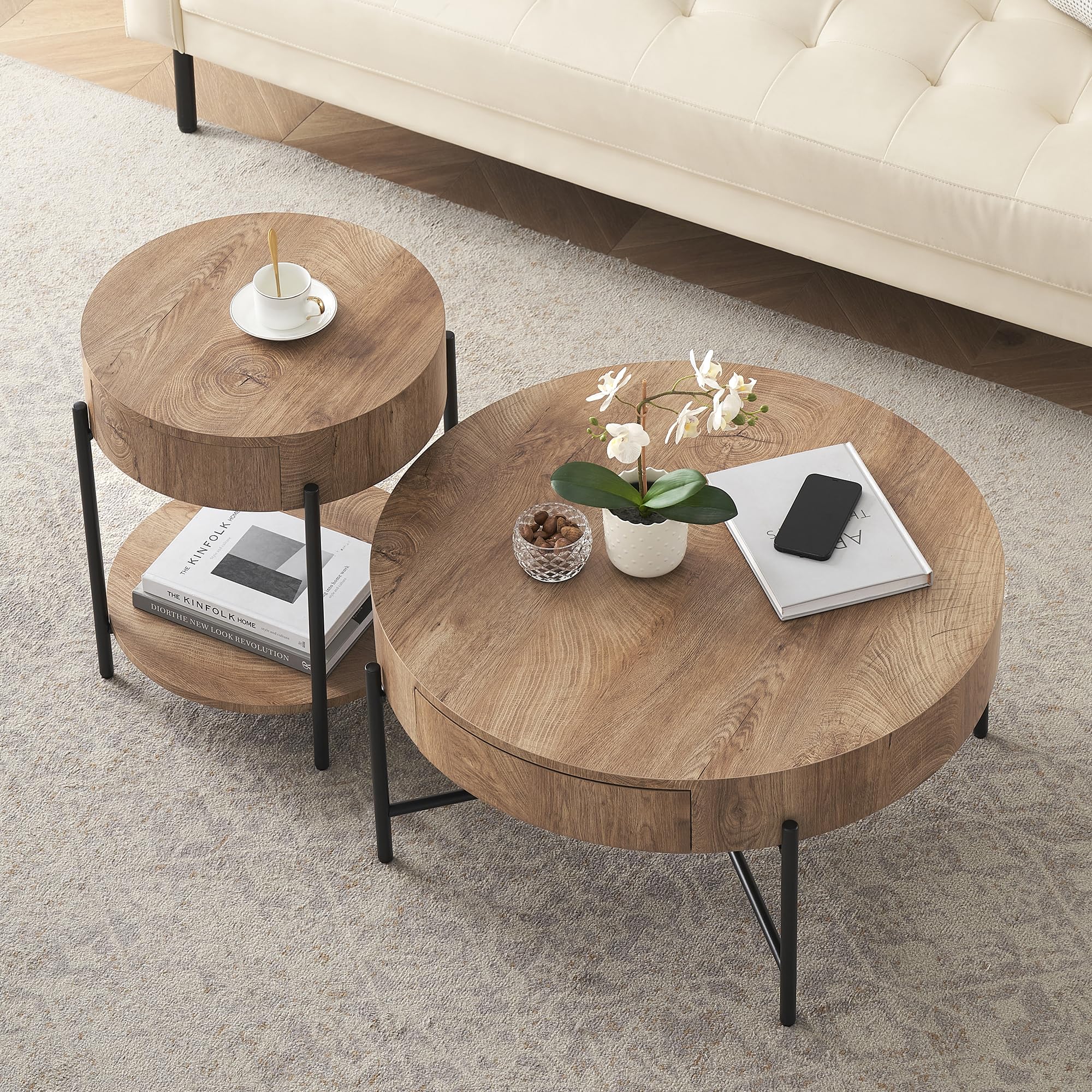 Spacious 31.9 Inch Tabletop with Waterproof Natural Wood Grain and Clean Round Edge Design