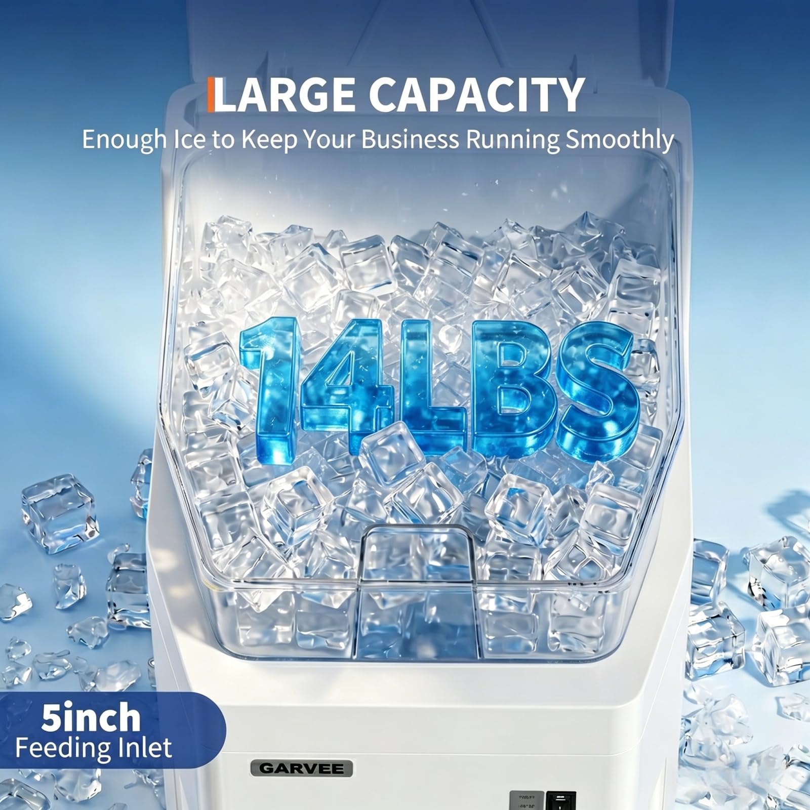 Large 8 liter ice glider hopper capacity