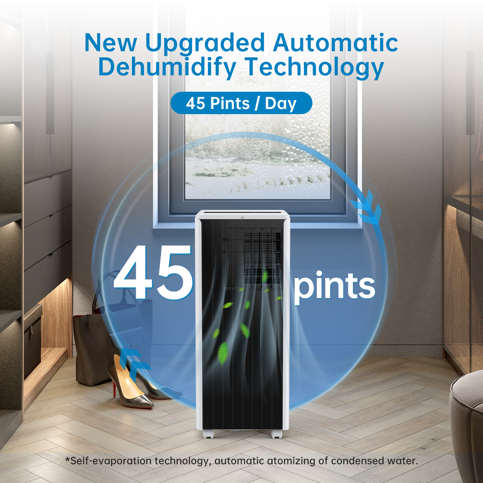 New Upgraded Automatic Dehumidify Technology 45 Pints per Day