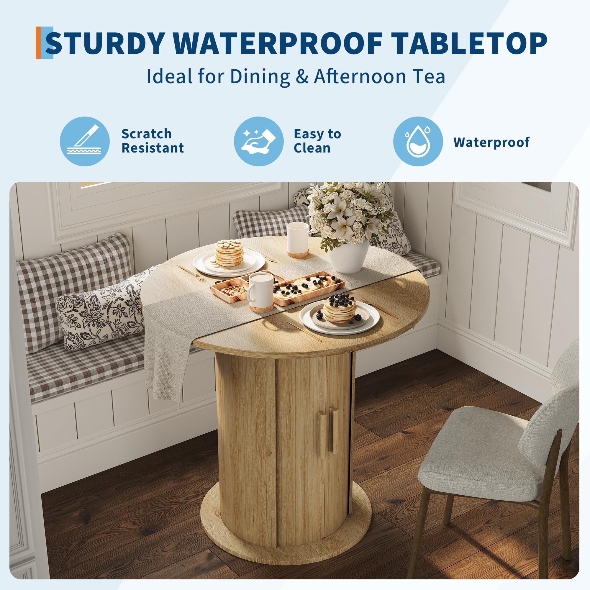 Sturdy Waterproof Tabletop - Scratch Resistant, Easy to Clean, and Waterproof for Everyday Dining