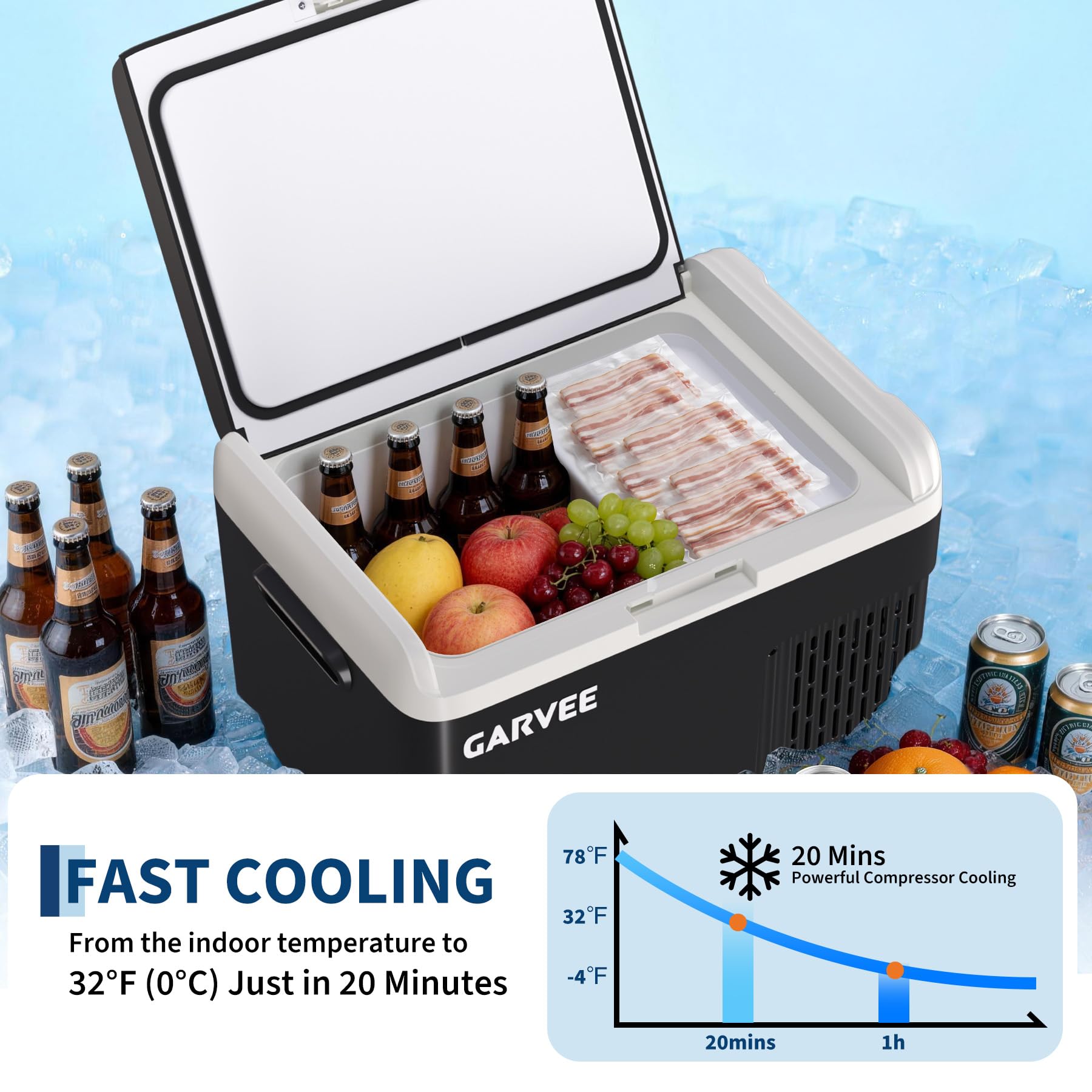 GARVEE 12L Car Refrigerator Fast Cooling
