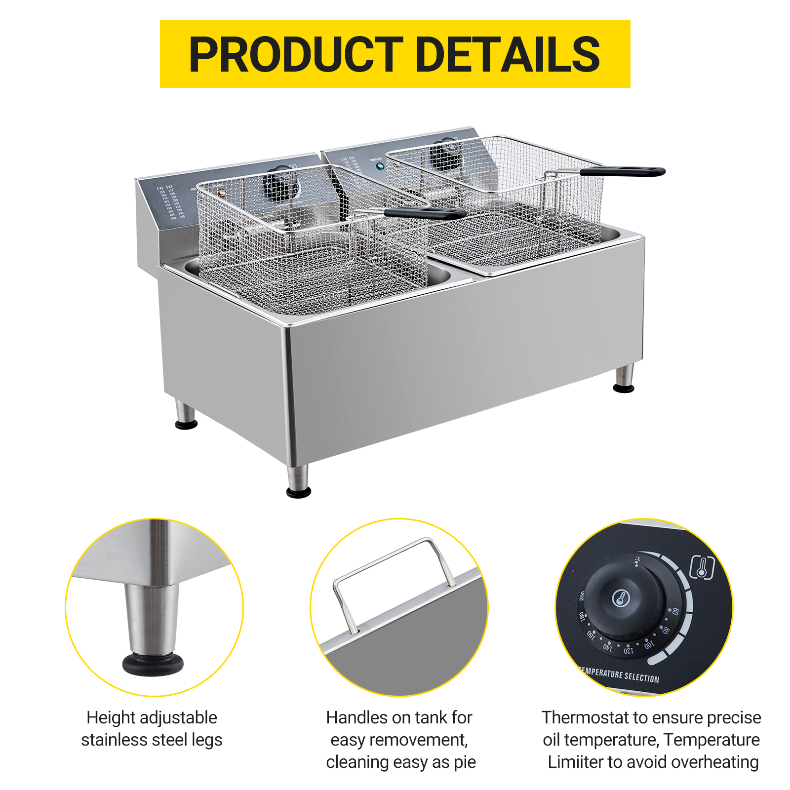 Height Adjustable Legs and Easy Removal Tank Handles
