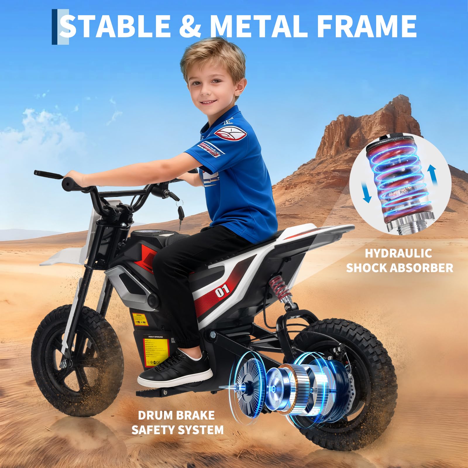 Stable Metal Frame, Hydraulic Shock Absorber, Drum Brake and Disc Brake Safety System