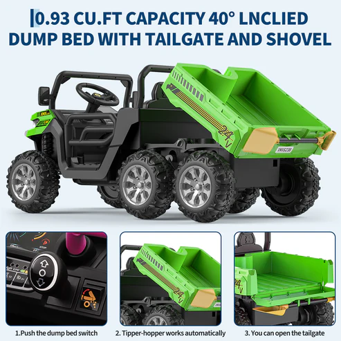 0.93 Cu.Ft Capacity 40 Degree Inclined Dump Bed with Tailgate and Shovel