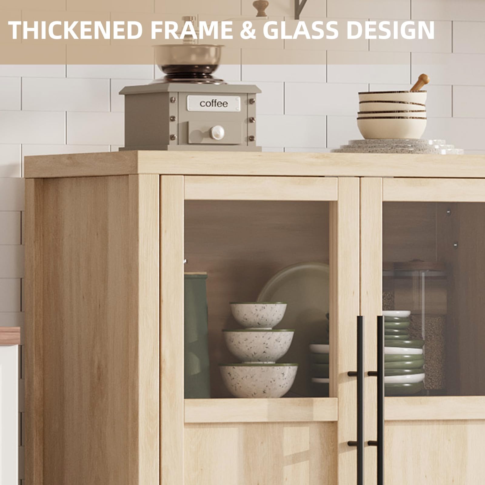 Thickened Frame and Glass Design for Elegant Kitchen and Dining Display